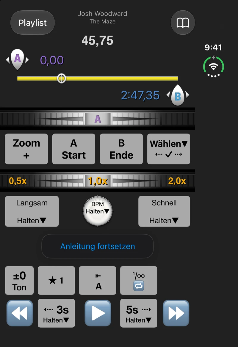 Musik im Player auf dem Duo-Außendisplay