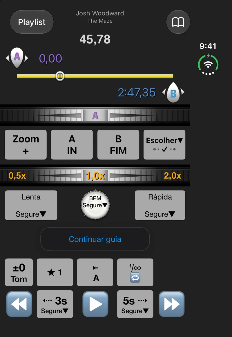 Música no player da tela externa do Duo